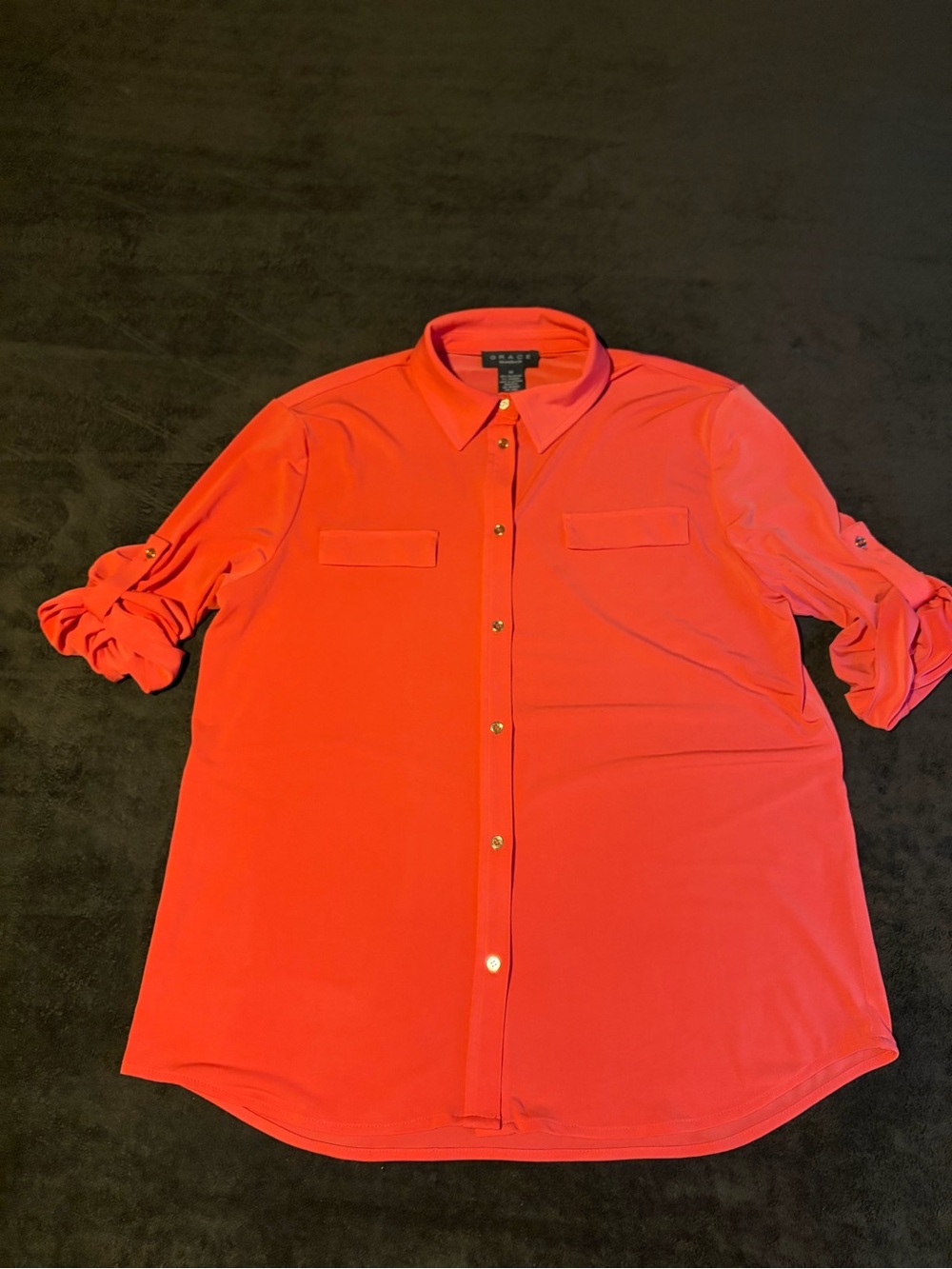 Grace Peach Metal Button Blouse